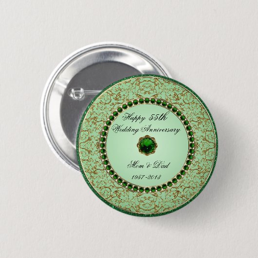 Emerald Wedding Anniversary Button (Vorne & Hinten)