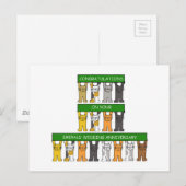 Emerald Wedding Anniversary Cartoon Cats Postkarte (Vorne/Hinten)