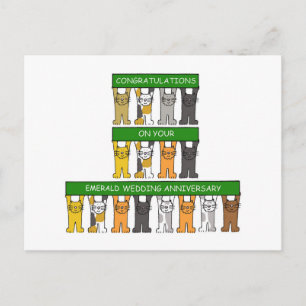 Emerald Wedding Anniversary Cartoon Cats Postkarte