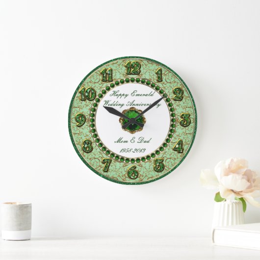 Emerald Wedding Anniversary Clock Große Wanduhr (Zuhause)