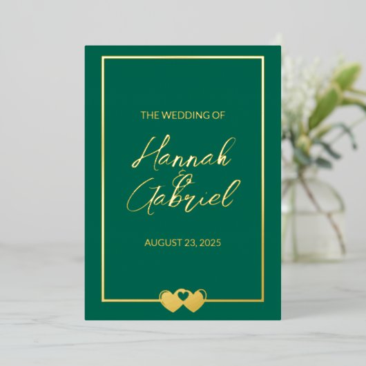 Emerald Wedding Foil Einladung (Stehend vorne)