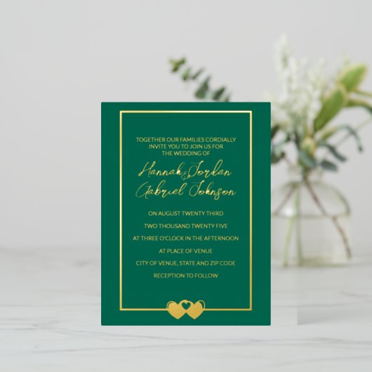 Emerald Wedding Foil UAWG Einladung Postkarte (Stehend vorne)