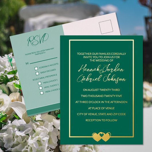 Emerald Wedding Foil UAWG Einladung Postkarte