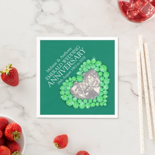 Emerald Wedding Herz Foto und Name Servietten (Beispiel)
