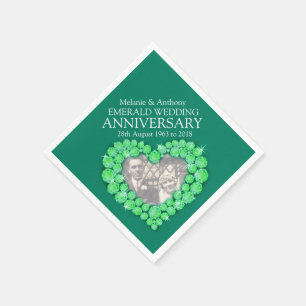 Emerald Wedding Herz Foto und Name Servietten