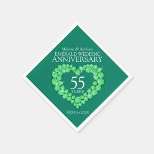 Emerald Wedding Herz und Name Servietten
