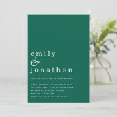 Emerald Wedding Minimalistisch Simple Text QR Code Einladung (Stehend Vorderseite)