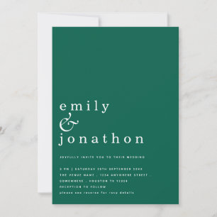 Emerald Wedding Minimalistisch Simple Text QR Code Einladung
