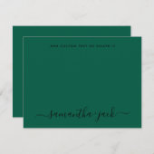 Emerald Wedding Stilvolle Skripte Elegant Minimali Mitteilungskarte (Vorne/Hinten)