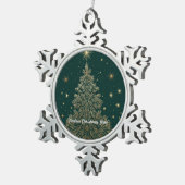 „Emerald-Weihnachtsglanz“ Schneeflocken Zinn-Ornament (Rechts)