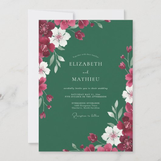 Emerald-Wein-Hochzeit bemalt Einladung (Vorderseite)