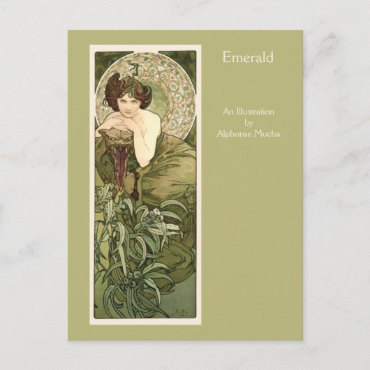 Emerald Wertvoll Stones Series Alphonse Mucha Postkarte (Vorderseite)