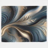 Emerald Whisper - Aquamarine und goldene Abstrakte Fleecedecke (Vorderseite (Horizontal))