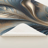 Emerald Whisper - Aquamarine und goldene Abstrakte Sherpadecke (3/4)