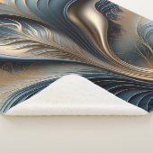 Emerald Whisper - Aquamarine und goldene Abstrakte Sherpadecke (3/4)