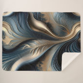 Emerald Whisper - Aquamarine und goldene Abstrakte Sherpadecke (Vorderseite (Horizontal))