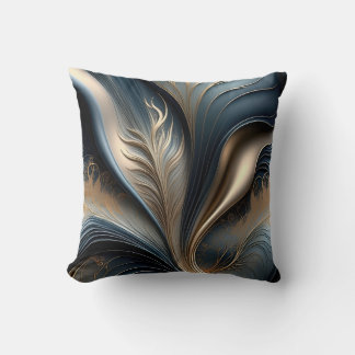 Emerald Whisper - Teal - Gold Abstract Floral Art Kissen