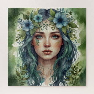 Emerald Whispers Portrait einer Frau Puzzle
