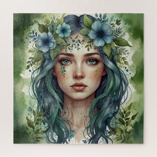 Emerald Whispers Portrait einer Frau Puzzle (Vertikal)