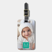 Emerald & White 1 FotoCollage Custom Monogram Gepäckanhänger (Vorderseite vertikal)