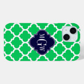 Emerald White Marokkaner #5 Navy 3 Initial Monogra Case-Mate iPhone Hülle (Rückseite (Horizontal))