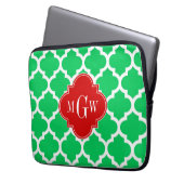 Emerald White Marokkaner #5 Red 3 Initial Monogram Laptopschutzhülle (Vorderseite Links)