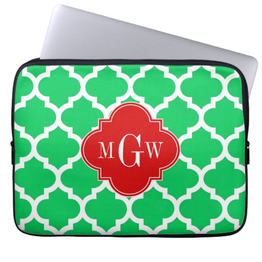 Emerald White Marokkaner #5 Red 3 Initial Monogram Laptopschutzhülle (Vorderseite)