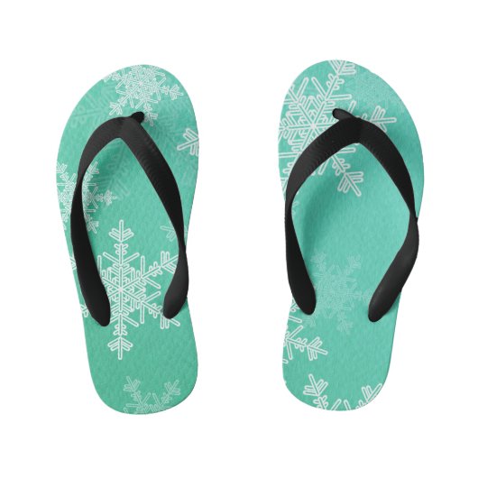 Emerald White Snowflakes Minimalistisch Weihnachte Kinderbadesandalen (Fußbett)