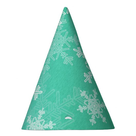 Emerald White Snowflakes Minimalistisch Weihnachte Partyhütchen (Rechts)