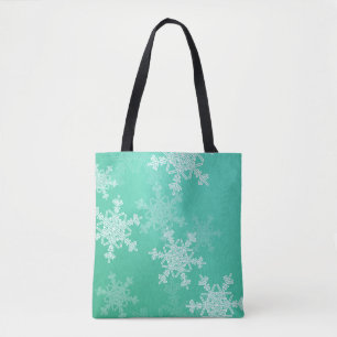 Emerald White Snowflakes Minimalistisch Weihnachte Tasche