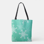 Emerald White Snowflakes Minimalistisch Weihnachte Tasche (Rückseite)
