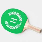 Emerald White Wheat Laurel Wreath Initial Monogram Tischtennis Schläger (Seitenansicht)