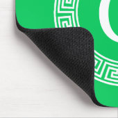 Emerald Wht Greek Key Rnd Frame Initial Monogram Mousepad (Ecke)