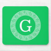 Emerald Wht Greek Key Rnd Frame Initial Monogram Mousepad (Vorne)