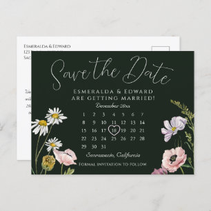 Emerald Wild Blume Wedding Calendar Save the Date Ankündigungspostkarte