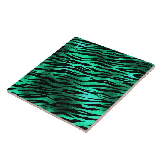 Emerald Wild Glam Zebra Stripe Fliese (Seite)