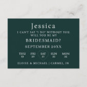 Emerald Will You Be My Bridesmaid Proposal Card Einladung (Rückseite)