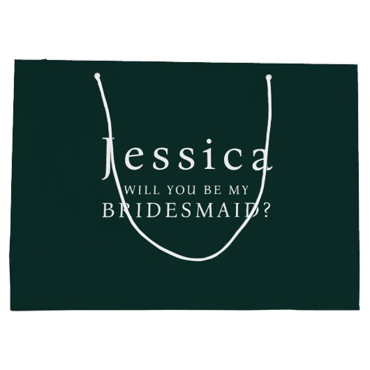 Emerald Will You Be My Bridesmaid Proposal Große Geschenktüte (Rückseite)