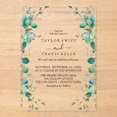 Emerald Woodland Akryllische Hochzeitseinladung Acryleinladungen (Vorderseite)