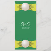 Emerald & Yellow Pearl Ribbon Wedding Flat Menu Menükarte (Rückseite)