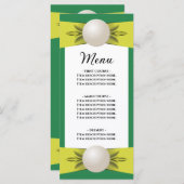 Emerald & Yellow Pearl Ribbon Wedding Flat Menu Menükarte (Vorne/Hinten)