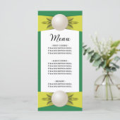 Emerald & Yellow Pearl Ribbon Wedding Flat Menu Menükarte (Stehend Vorderseite)
