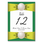 Emerald & Yellow Pearl Ribbon Wedding Tischnummer (Rückseite)