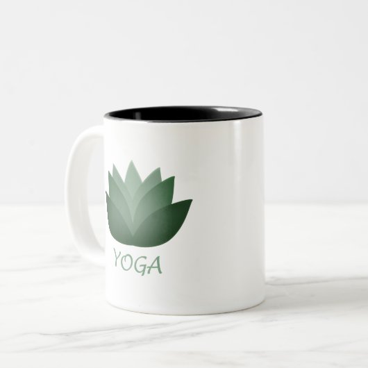 Emerald Yoga Lotus Blume Zweifarbige Tasse (Vorderseite Links)