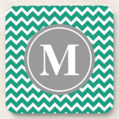 Emerald Zickzack Pattern Grau Monogram Getränkeuntersetzer (Vorderseite)