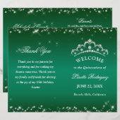 Emeraldgrünes Quinceanera-Programm (Vorne/Hinten)