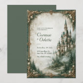 Emeraldnebel-Schloss-Hochzeit Einladung (Vorne/Hinten)
