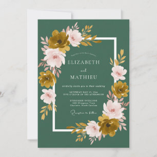 Emeraldrote Blütenhochzeit Einladung