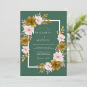 Emeraldrote Blütenhochzeit Einladung (Stehend Vorderseite)