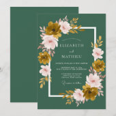 Emeraldrote Blütenhochzeit Einladung (Vorne/Hinten)